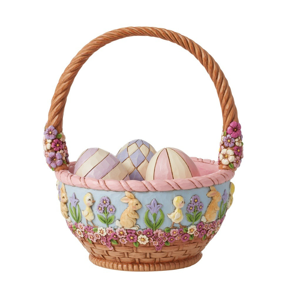 Jim Shore Heartwood Creek: 19th Annual Easter Basket With 3 Eggs Figurine, Set of 4 sparkle-castle