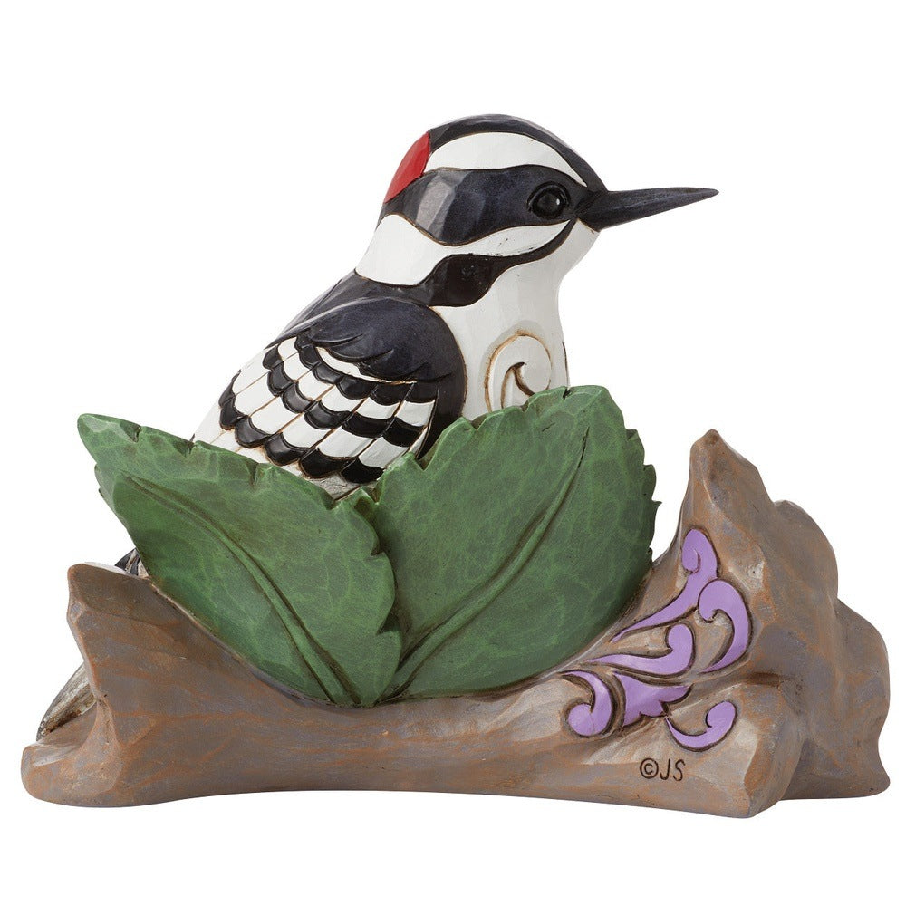 Jim Shore Heartwood Creek: Downy Woodpecker Figurine sparkle-castle