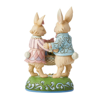 Jim Shore Heartwood Creek: Easter Bunny Couple With Basket Figurine sparkle-castle