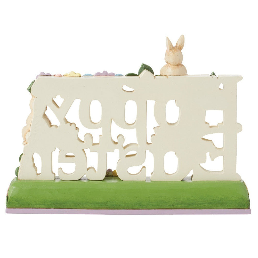 Jim Shore Heartwood Creek: Happy Easter Word Sign Figurine sparkle-castle