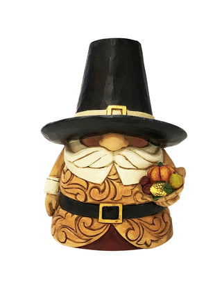 Jim Shore Heartwood Creek: Pilgrim Gnome Holding Cornucopia Figurine sparkle-castle