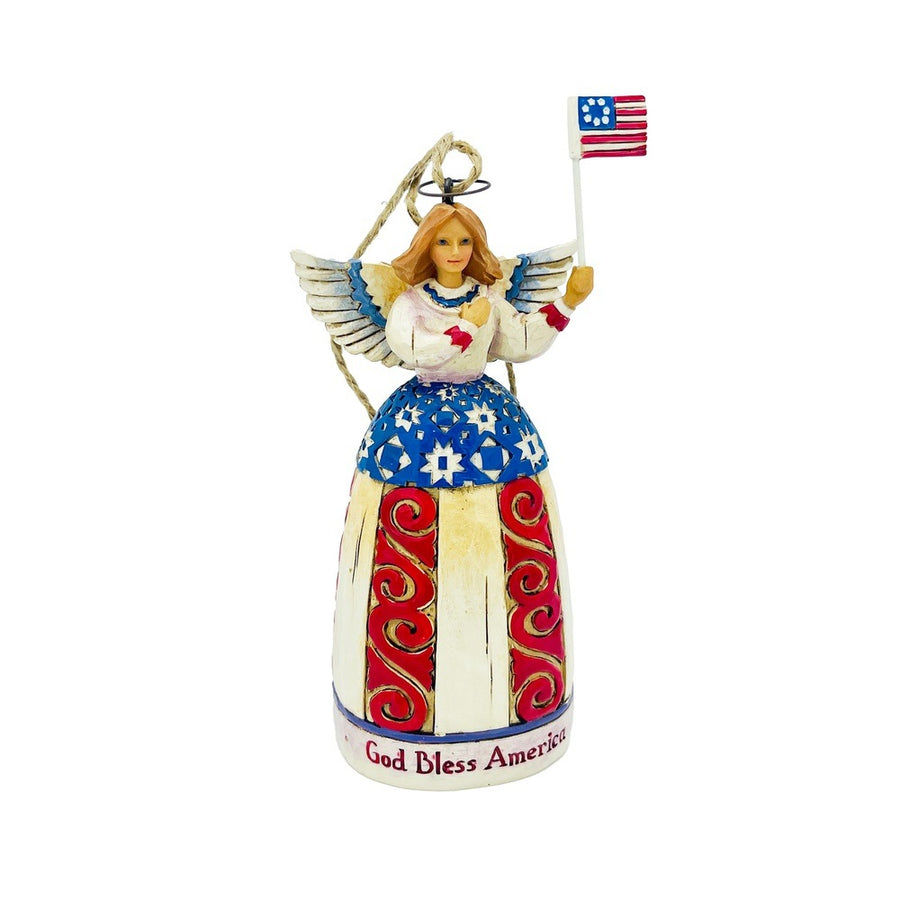 Jim Shore Heartwood Creek: Patriotic Angel With Hand Over Heart Hanging Ornament sparkle-castle