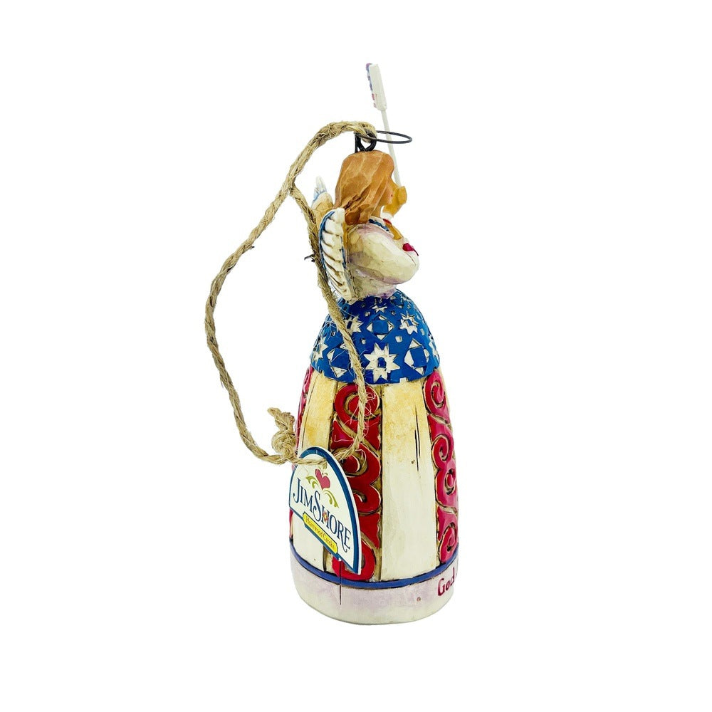 Jim Shore Heartwood Creek: Patriotic Angel With Hand Over Heart Hanging Ornament sparkle-castle