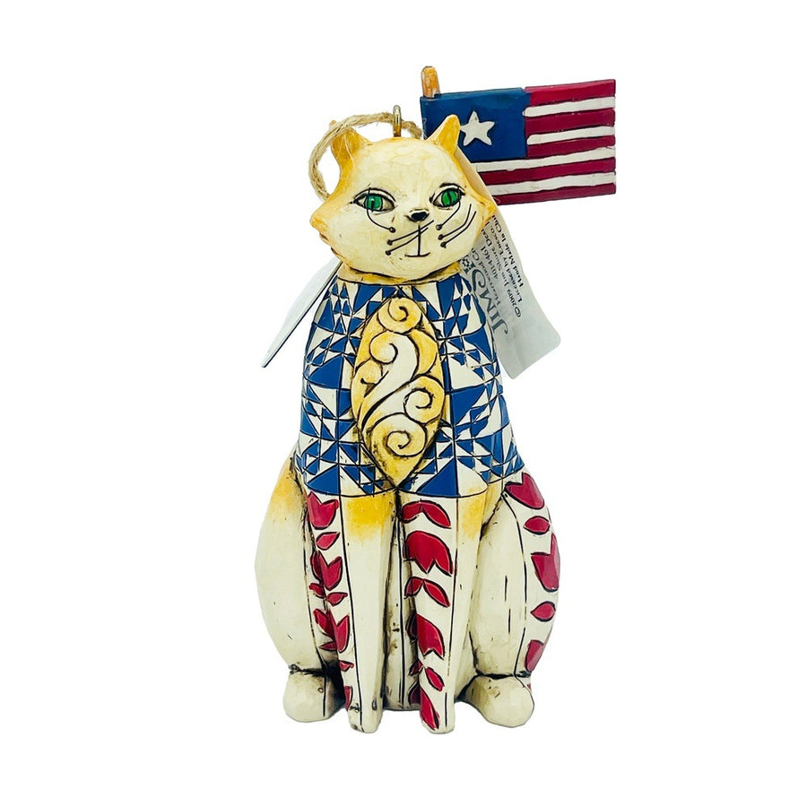 Jim Shore Heartwood Creek: Patriotic Cat Hanging Ornament sparkle-castle