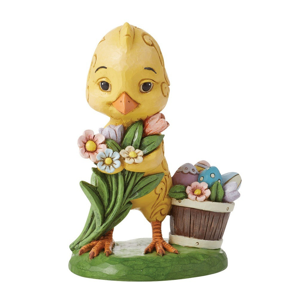 Jim Shore Heartwood Creek: Pint Sized Chick With Flowers Figurine sparkle-castle