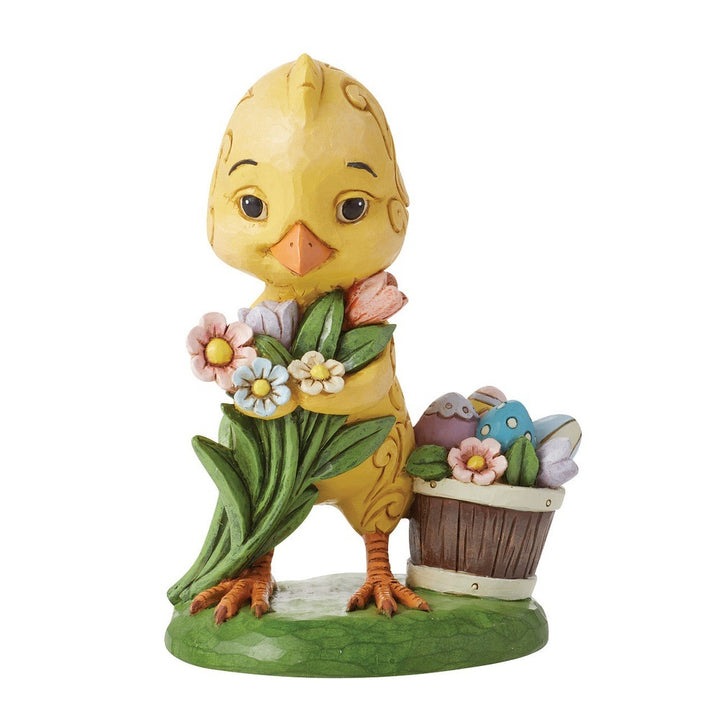 Jim Shore Heartwood Creek: Pint Sized Chick With Flowers Figurine sparkle-castle