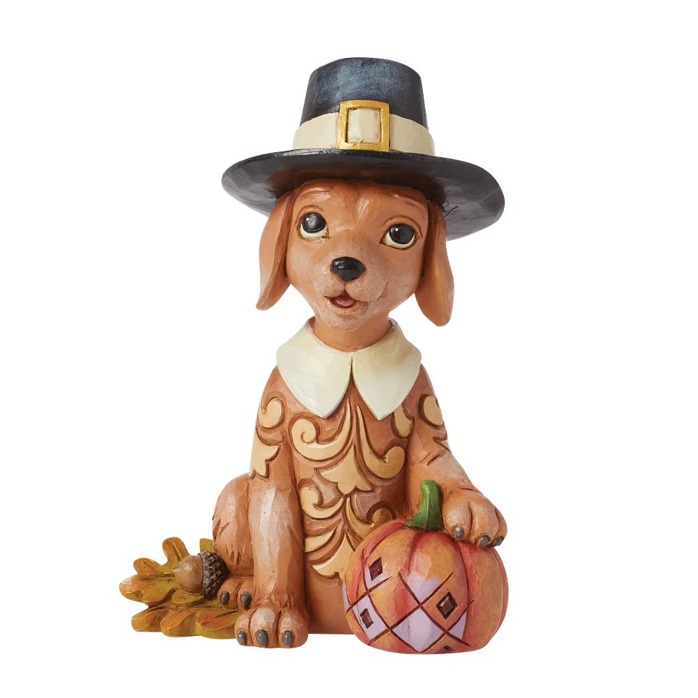Jim Shore Heartwood Creek: Pint Sized Pilgrim Puppy With Pumpkin Figurine