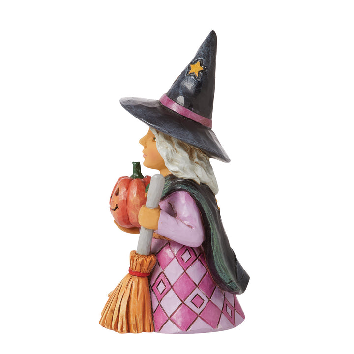 Jim Shore Heartwood Creek: Pint Sized Witch With Jack-O-Lantern Figurine sparkle-castle