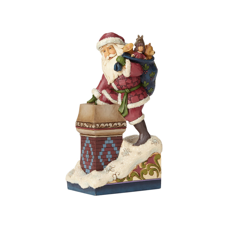 Jim Shore Heartwood Creek: Santa Going Down Chimney Figurine sparkle-castle