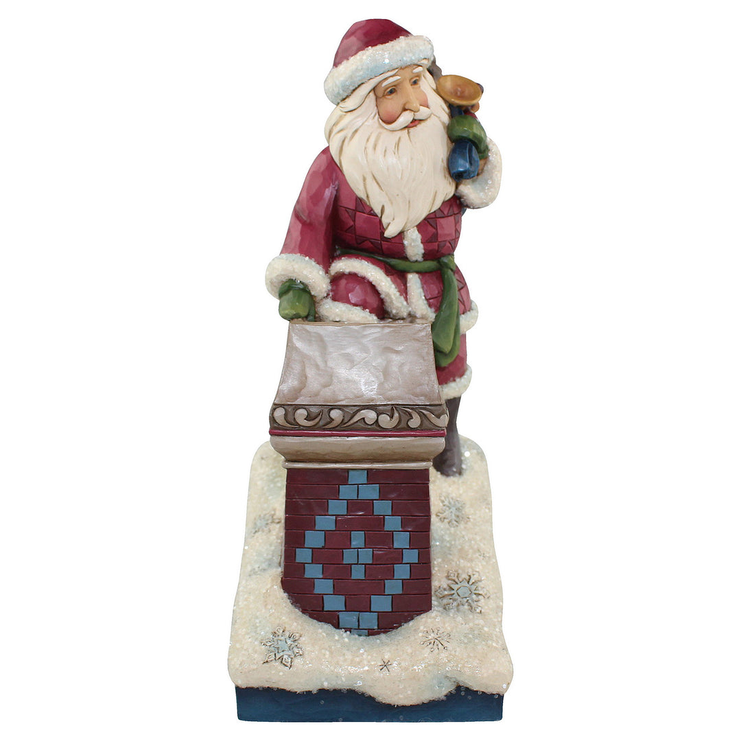 Jim Shore Heartwood Creek: Santa Going Down Chimney Figurine sparkle-castle