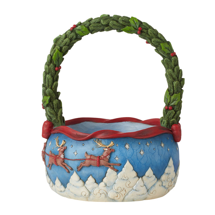 Jim Shore Heartwood Creek: Santa's Sleigh Christmas Basket with Ornaments Figurine, Set of 4 sparkle-castle