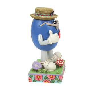 Jim Shore M&M'S: Blue M&M Wearing Easter Hat, Sunglasses and Bowtie Figurine sparkle-castle