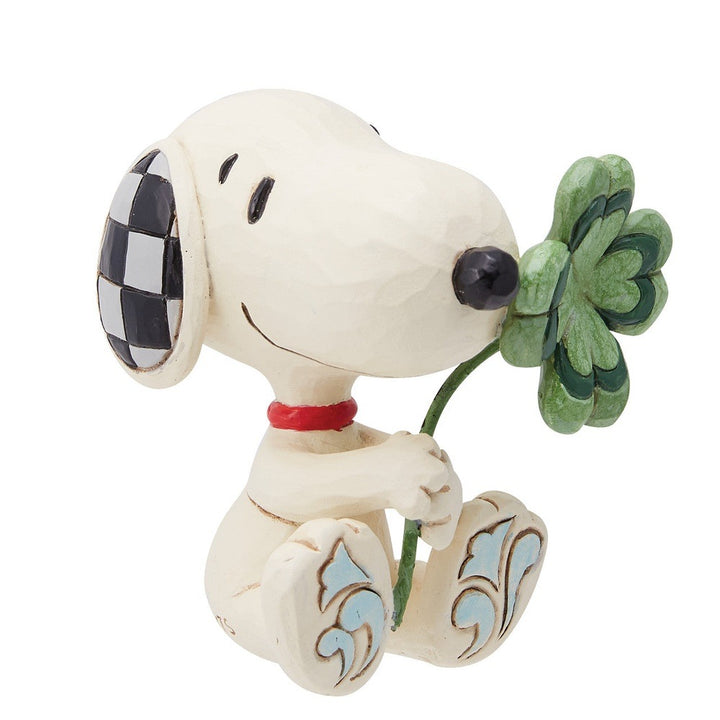 Jim Shore Peanuts: Mini Snoopy With Clover Figurine sparkle-castle