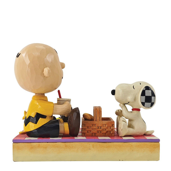 Jim Shore Peanuts: Snoopy, Charlie Brown & Woodstock On Picnic Figurine sparkle-castle