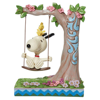 Jim Shore Peanuts: Snoopy & Woodstock On Swing Figurine sparkle-castle