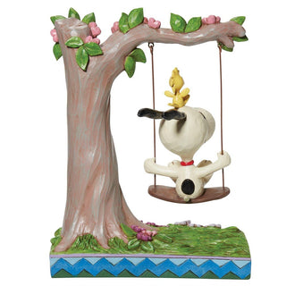 Jim Shore Peanuts: Snoopy & Woodstock On Swing Figurine sparkle-castle
