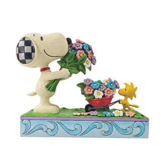 Jim Shore Peanuts: Snoopy & Woodstock Picking Flowers Figurine sparkle-castle