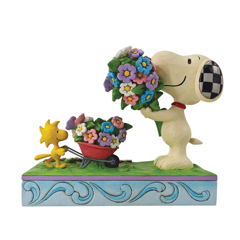 Jim Shore Peanuts: Snoopy & Woodstock Picking Flowers Figurine sparkle-castle