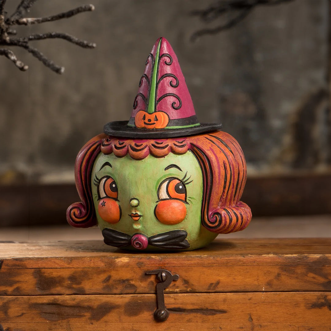 Johanna Parker by Bethany Lowe Halloween Hagatha Hollow Head Container sparkle-castle