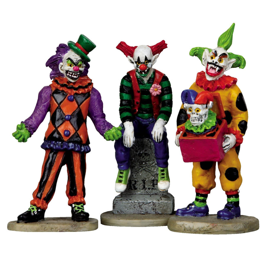 Lemax Spooky Town Halloween Village Accessory: Evil Sinister Clowns, Set of 3 sparkle-castle