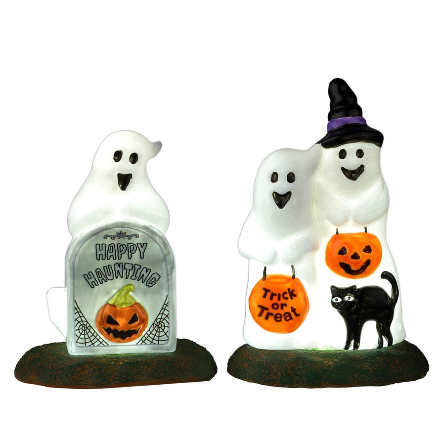 Lemax Spooky Town Halloween Village Accessory: Happy Halloween Ghosts, Set of 2 sparkle-castle