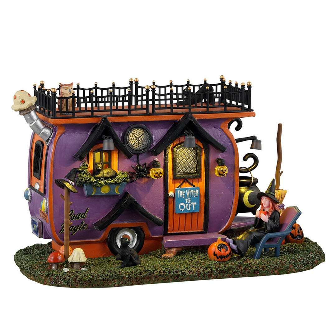 Lemax Spooky Town Halloween Village Accessory: Witch Vanlife sparkle-castle