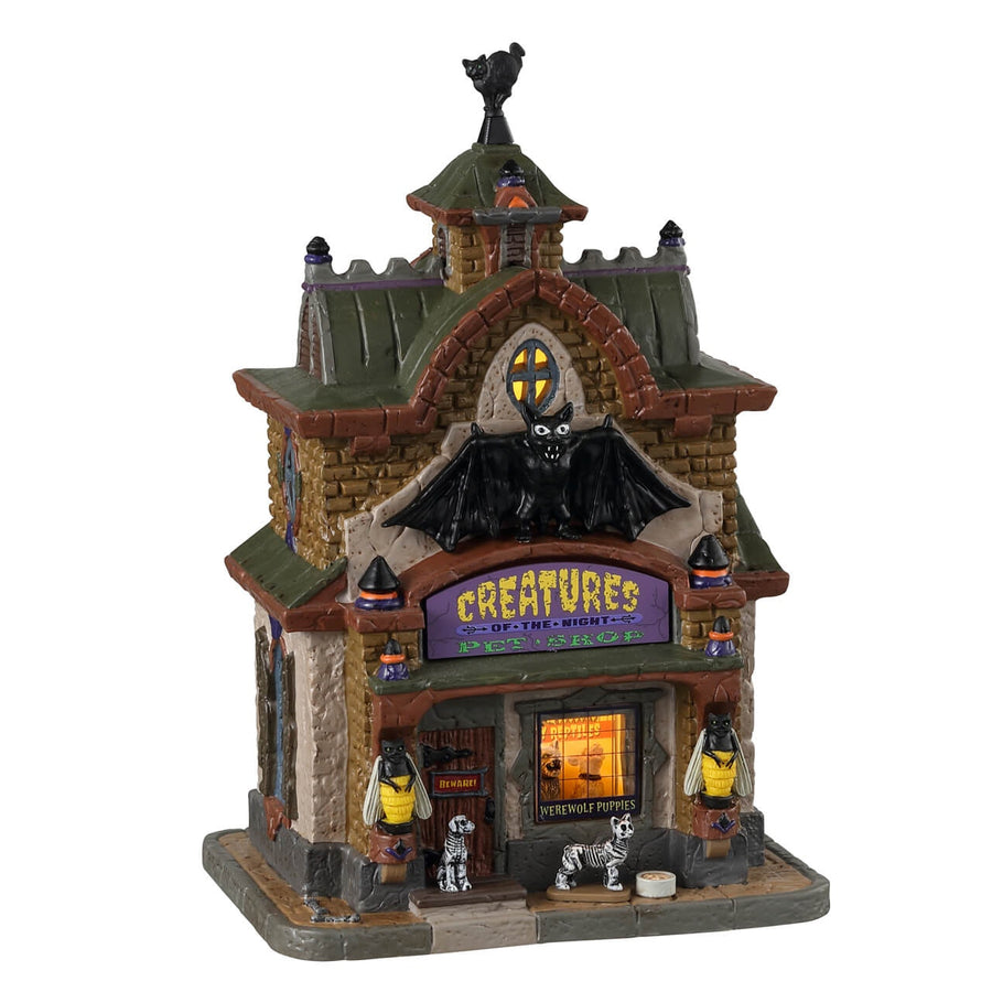 Lemax Spooky Town Halloween Village: Creatures Of The Night Pet Shop sparkle-castle