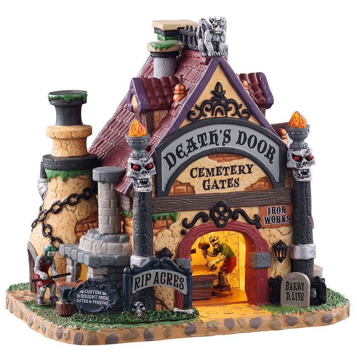 Lemax Spooky Town Halloween Village: Death's Door Cemetery Gates sparkle-castle