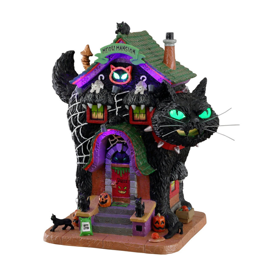 Lemax Spooky Town Halloween Village: Meow Mansion sparkle-castle