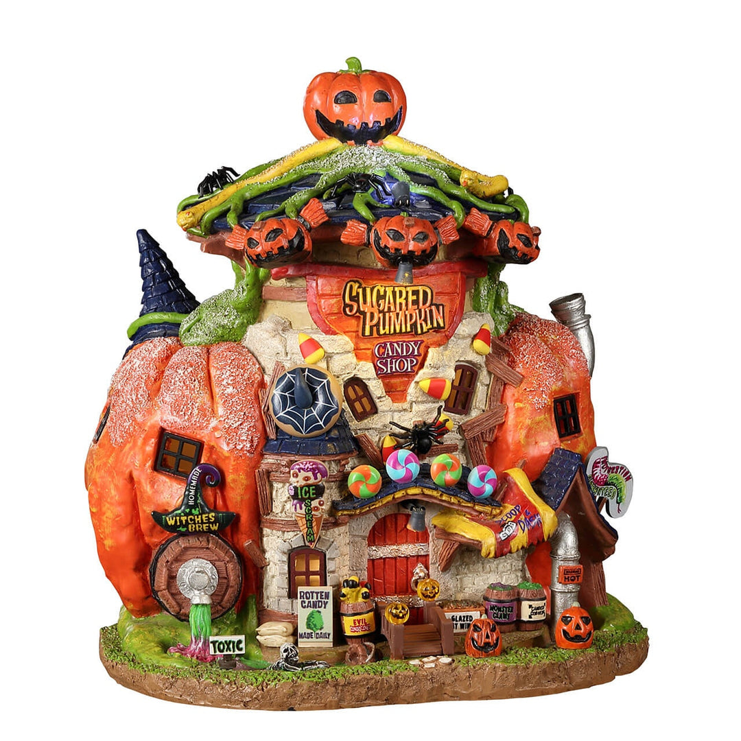 Lemax Spooky Town Halloween Village: Sugared Pumpkin Candy Shoppe sparkle-castle