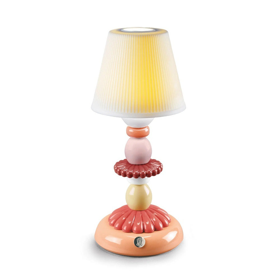 Lladró Firefly Collection: Lotus Firefly Lamp Coral sparkle-castle
