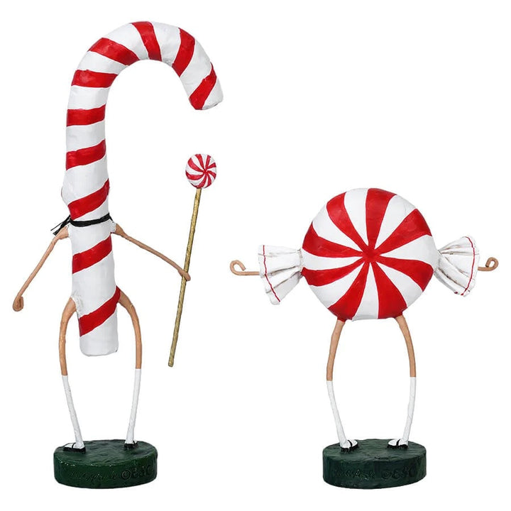 Lori Mitchell Christmas Collection: Patsy & Peppie Mint Candy Cane Figurines, Set of 2 sparkle-castle
