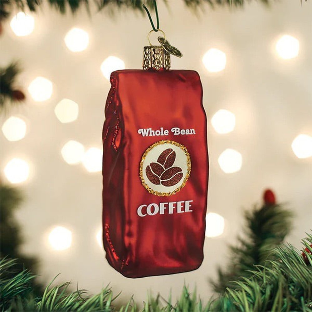 Old World Christmas: Bag Of Coffee Beans Hanging Ornament sparkle-castle