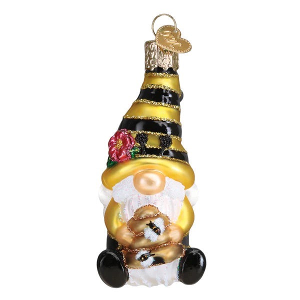 Old World Christmas: Bee Happy Gnome Hanging Ornament sparkle-castle