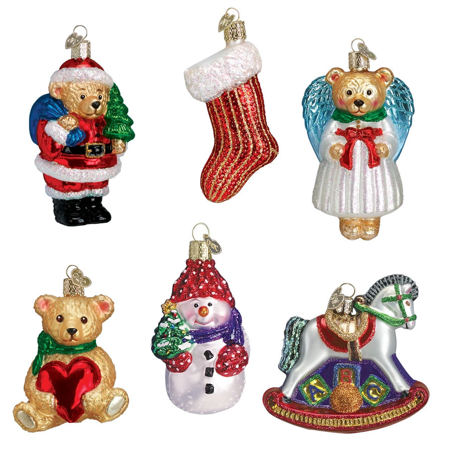 Old World Christmas: Child's First Christmas Collection Hanging Ornaments, Set of 6 sparkle-castle
