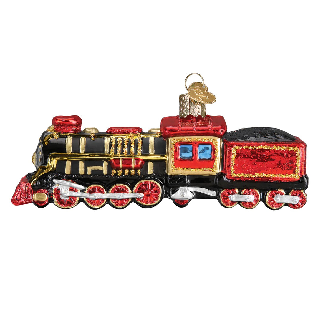 Old World Christmas: Coal Train Hanging Ornament sparkle-castle