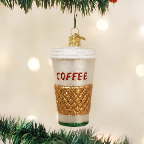 Old World Christmas: Coffee To Go Hanging Ornament sparkle-castle