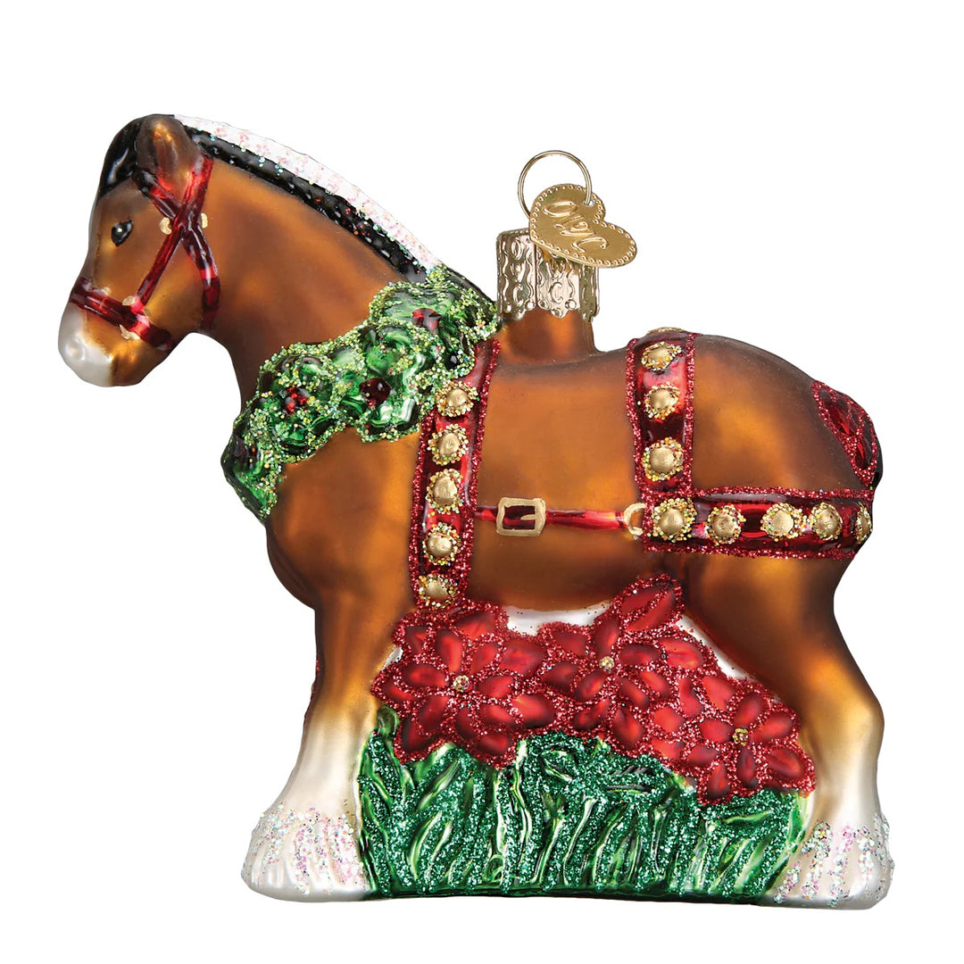 Old World Christmas: Holiday Clydesdale Hanging Ornament sparkle-castle