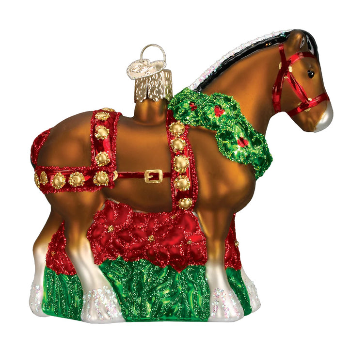 Old World Christmas: Holiday Clydesdale Hanging Ornament sparkle-castle