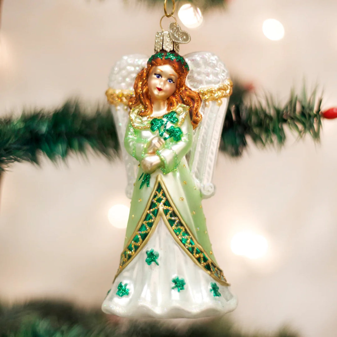 Old World Christmas: Irish Angel Hanging Ornament sparkle-castle