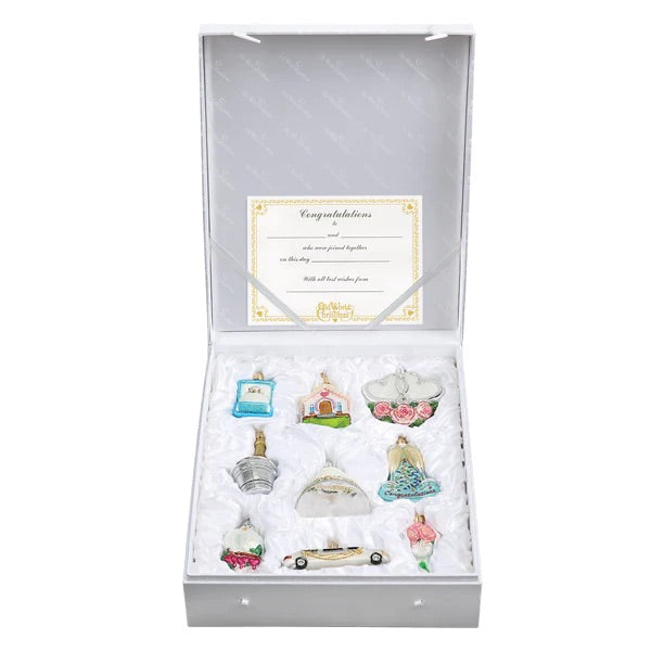 Old World Christmas: Just Married Collection Hanging Ornaments, Set of 9 sparkle-castle