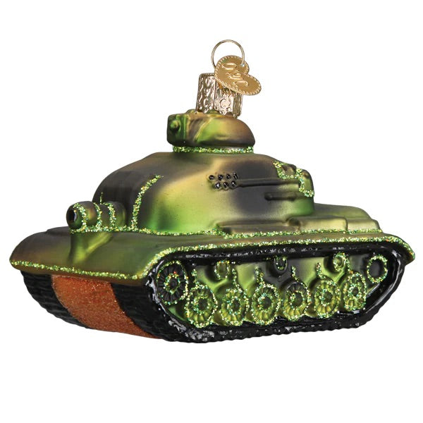 Old World Christmas: Military Tank Hanging Ornament sparkle-castle
