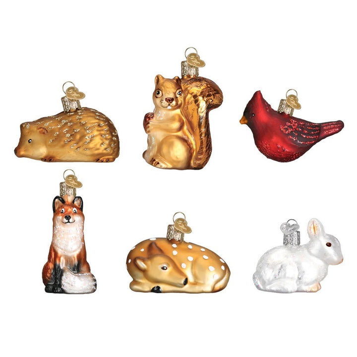 Old World Christmas: Mini Woodland Animal Hanging Ornaments, Set of 6 sparkle-castle