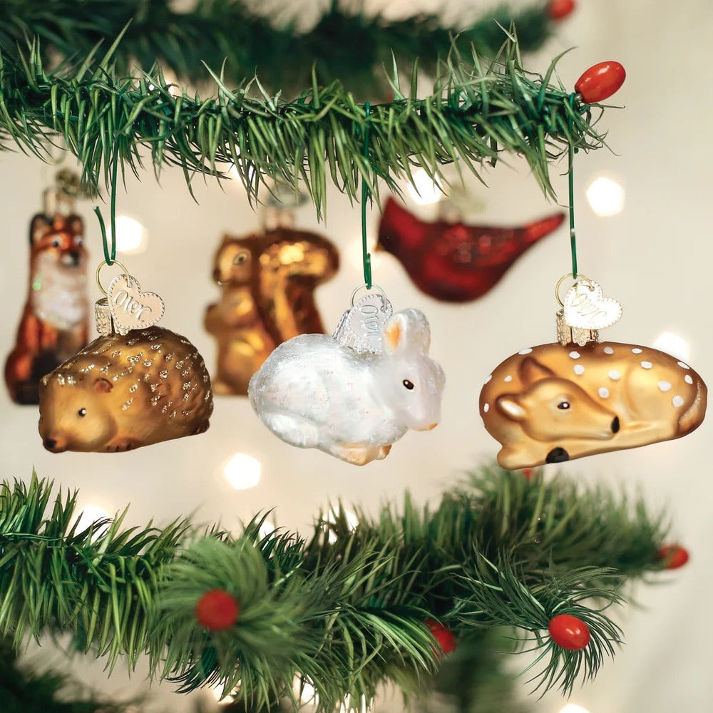 Old World Christmas: Mini Woodland Animal Hanging Ornaments, Set of 6 sparkle-castle