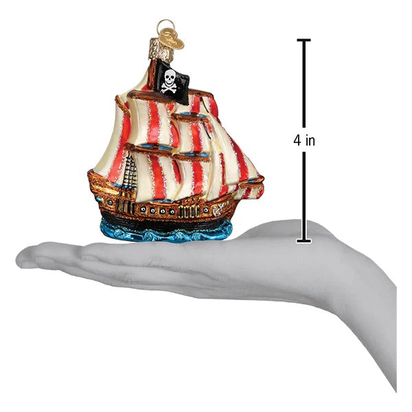 Old World Christmas: Pirate Ship Hanging Ornament sparkle-castle