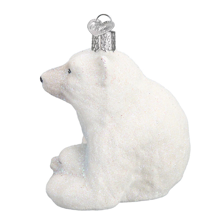 Old World Christmas: Polar Bear With Cub Hanging Ornament sparkle-castle