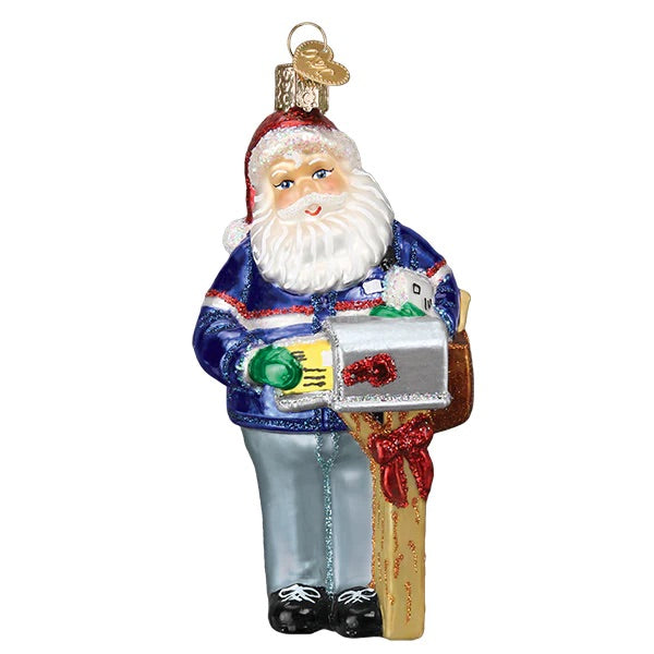 Old World Christmas: Postman Santa Hanging Ornament sparkle-castle