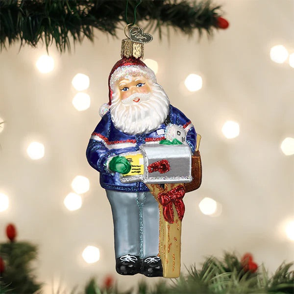 Old World Christmas: Postman Santa Hanging Ornament sparkle-castle