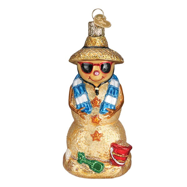 Old World Christmas: Sand Snowman Hanging Ornament sparkle-castle