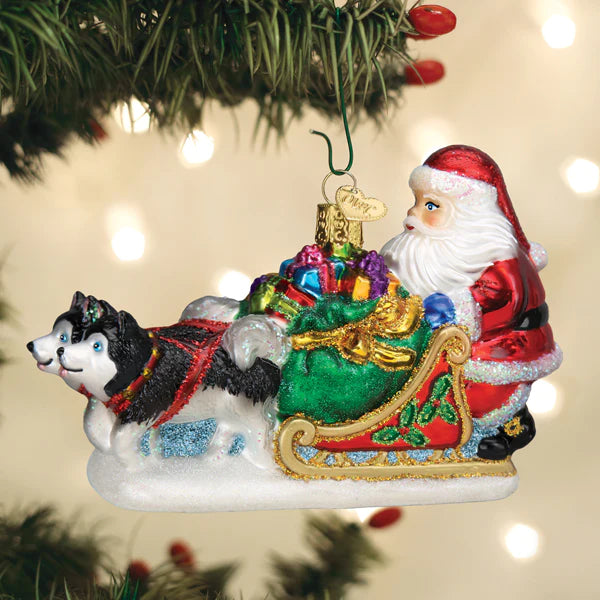 Old World Christmas: Santa's Dog Sled Hanging Ornament sparkle-castle